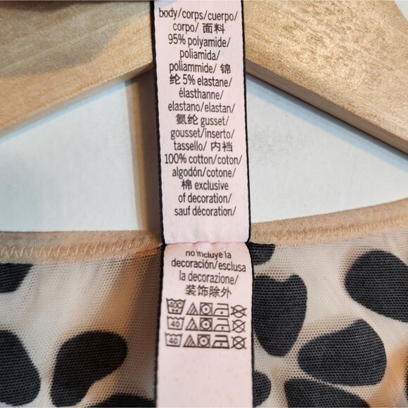 Victoria's Secret Floral Velvet Appliqué Stretch Sheer Sexy Bodysuit Size Large - Picture 10 of 10